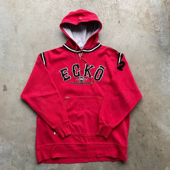 Ecko Unlimited Hoodie Sweatshirt Size: Large Red Embroidered Oversized - Picture 1 of 9